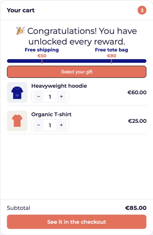 A “Choose a gift” button